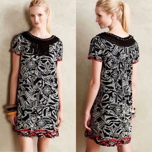 Anthropologie Graphic Black and White Mini Dress